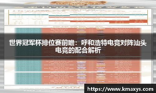世界冠军杯排位赛前瞻：呼和浩特电竞对阵汕头电竞的配合解析